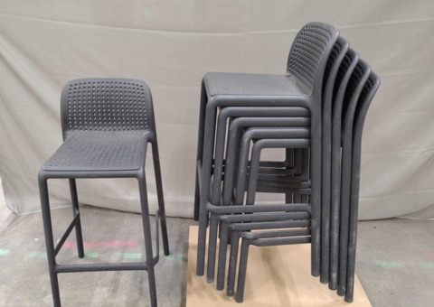 Bar stool, 6 pcs - stackable, plastic