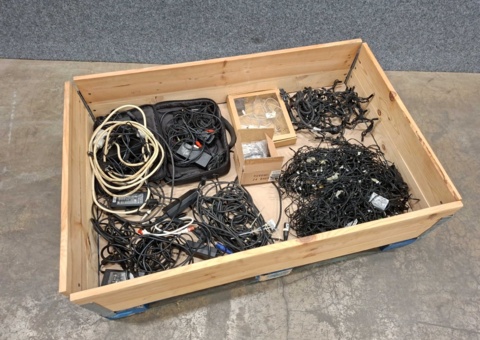 Assortment of electrical cables, light strings, etc.