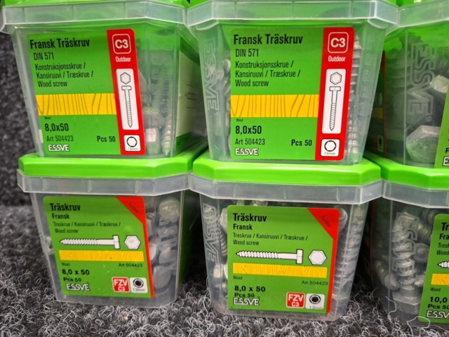 1569844-2 12 st Förpackningar Fransk Träskruv, Essve
