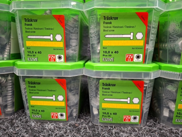 1569844-3 12 st Förpackningar Fransk Träskruv, Essve