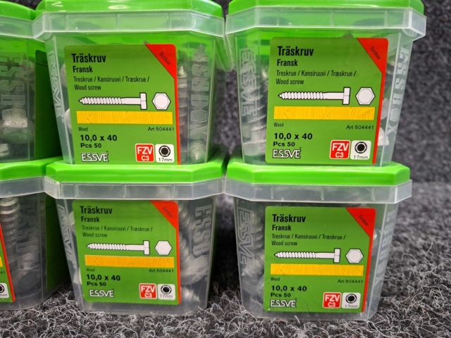 1569844-4 12 st Förpackningar Fransk Träskruv, Essve