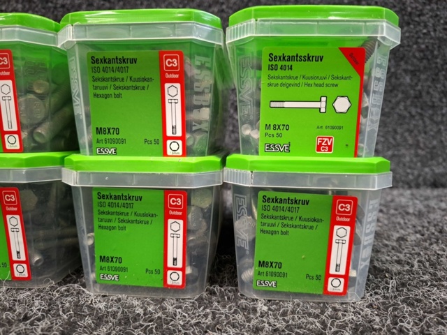 1569852-3 8 st Förpackningar Sexkantskruv, Essve