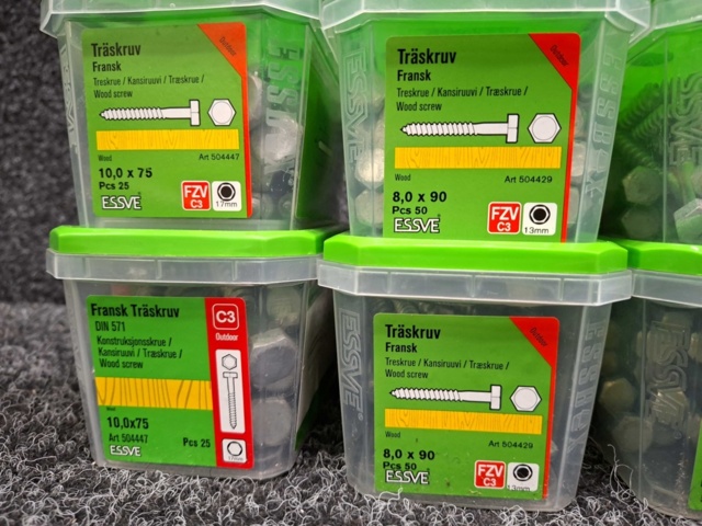 1569853-3 7 st Förpackningar Fransk Träskruv, Essve