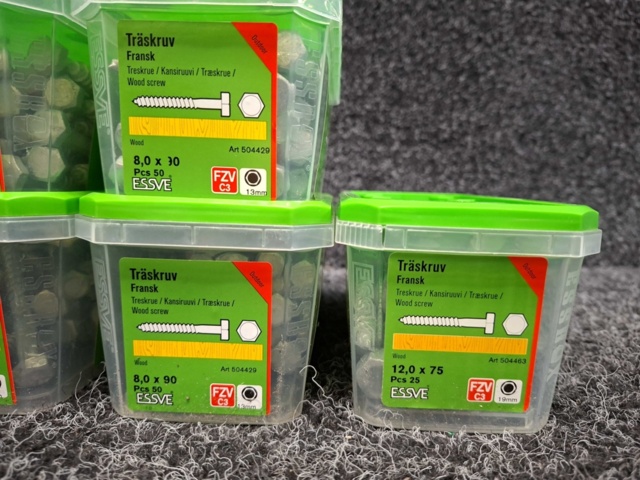 1569853-4 7 st Förpackningar Fransk Träskruv, Essve