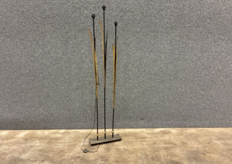 Three-armed metal floor lamp
