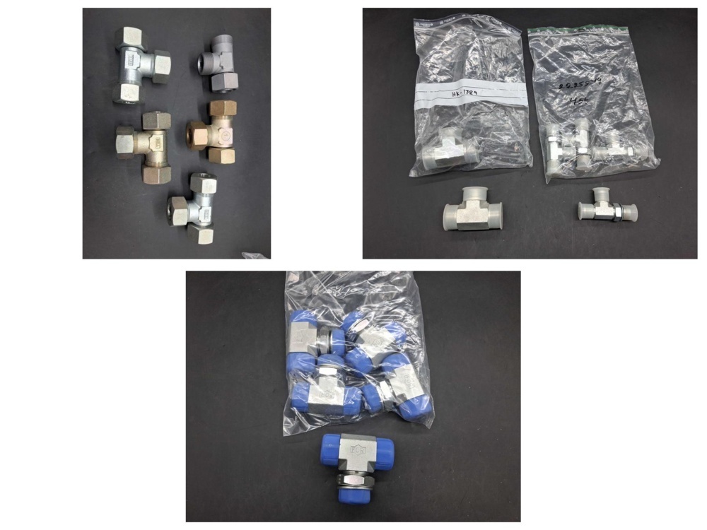 1571660-1 Hydraulic T-couplings and angle couplings - mixed dimensions