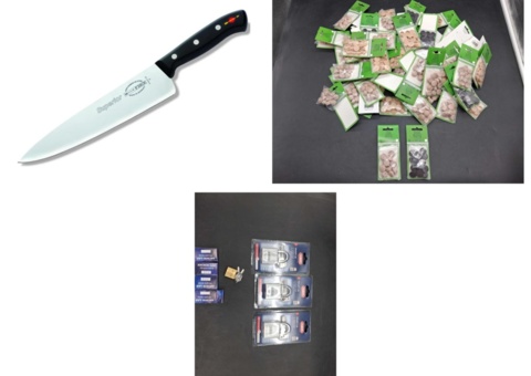 Chef knives, padlocks and furniture feet - mixed lot