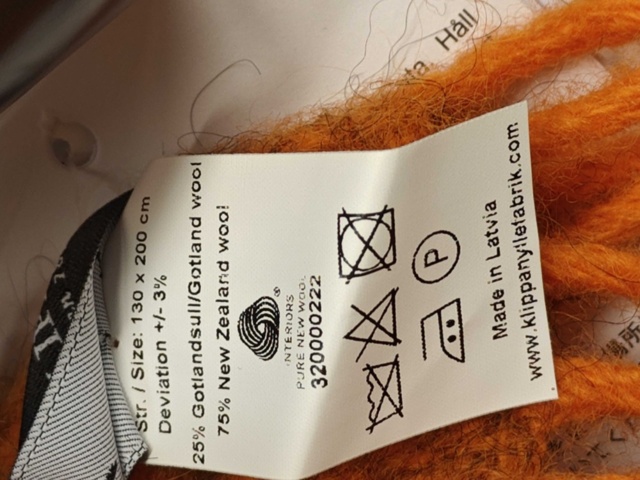 1564801-6 Wool blankets 2 pcs new - Klippan Gotland Orange