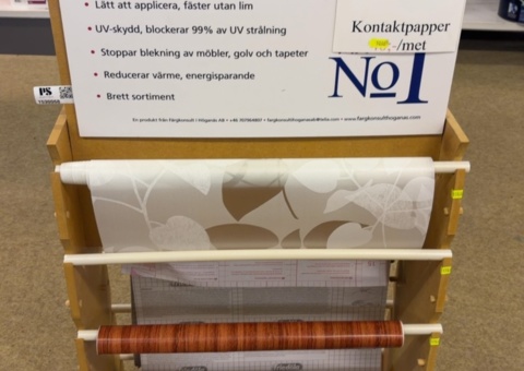 Displayställ med fönsterfilm och kontaktpapper