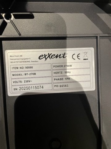 1535779-4 Induktionshäll - Exxent BT-270B
