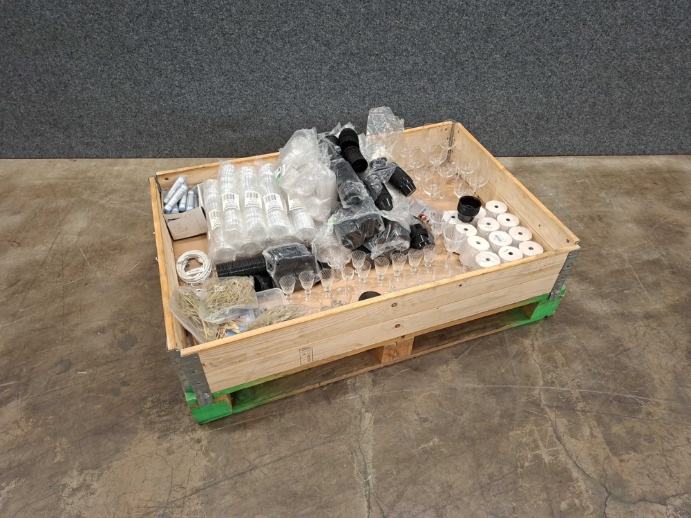1570598-1 Disposable items, receipt rolls, shot glasses, etc.