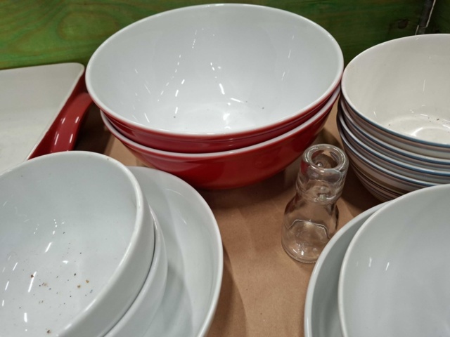 1570631-13 Tallrikar, glas, glasskålar, assietter m.m.