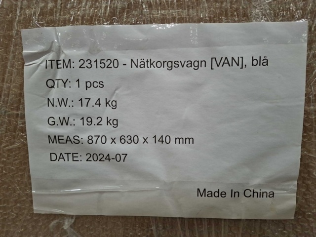 1572551-3 Nätkorgsvagn VAN Blå