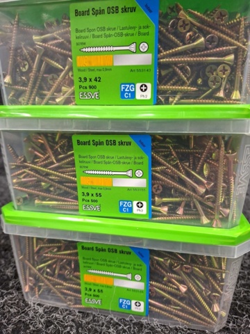 1572348-2 3 pcs Packs Board Chipboard OSB Screw 3.9x42 & 3.9x55mm, Essve