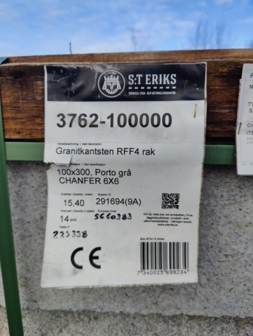 1573186-3 Granite curb stone RFF4 Straight Porto Gray 1100x100x300 mm approx. 77 m