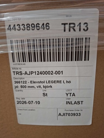 1575708-5 20 pcs Student chairs LEGERE I Height: 500 mm, white, birch