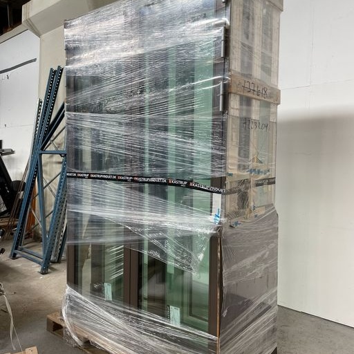 1571833-2 Kastrup double doors/balcony doors – wood/aluminum, 3-glass – 1600 × 2542 mm, 6 pcs (NEW)