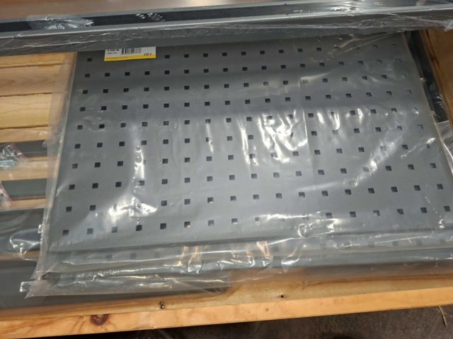 1575759-9 Complete workbench TRUST Tool boards, picking bins, shelves, 1500x760 mm, high-pressure laminate
