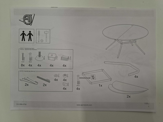 1575766-5 Table VARIOUS Ø1600 mm, height 740 mm, black, white