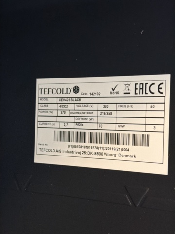 1565974-7 Kylskåp - Tefcold CEV425