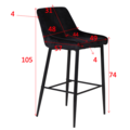 1570299-6 Plaza Barchair Svart Velvet Antal: 4