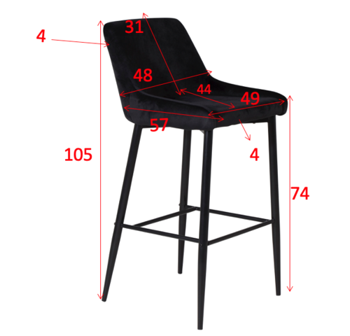1570299-6 Plaza Barchair Svart Velvet Antal: 4