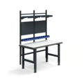 1575759-1 Complete workbench TRUST Tool boards, picking bins, shelves, 1500x760 mm, high-pressure laminate