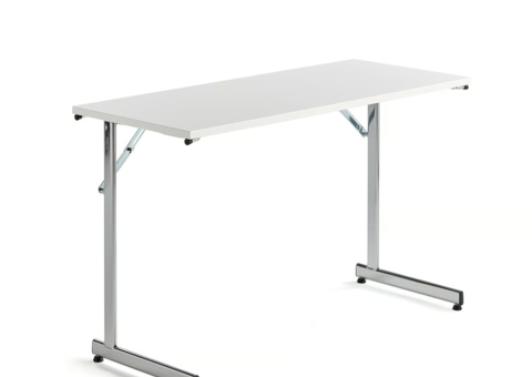 Table CLAIRE Folding, 1200x500 mm, white laminate, chrome