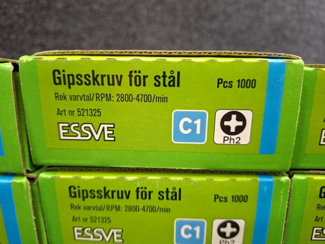 1575857-3 6000 st Bandad Gipsskruv för stål 3.5x25mm, Essve