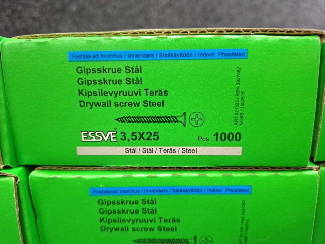 1575858-3 6000 st Bandad Gipsskruv för stål 3.5x25mm, Essve