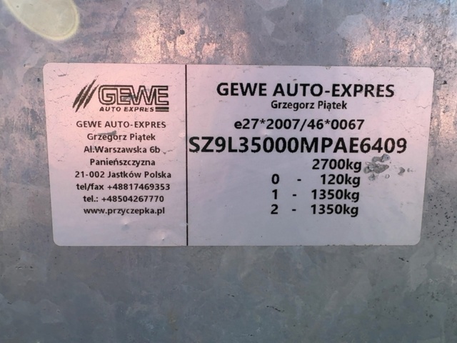 1536022-13 Maskinsläp - Gewe 2021