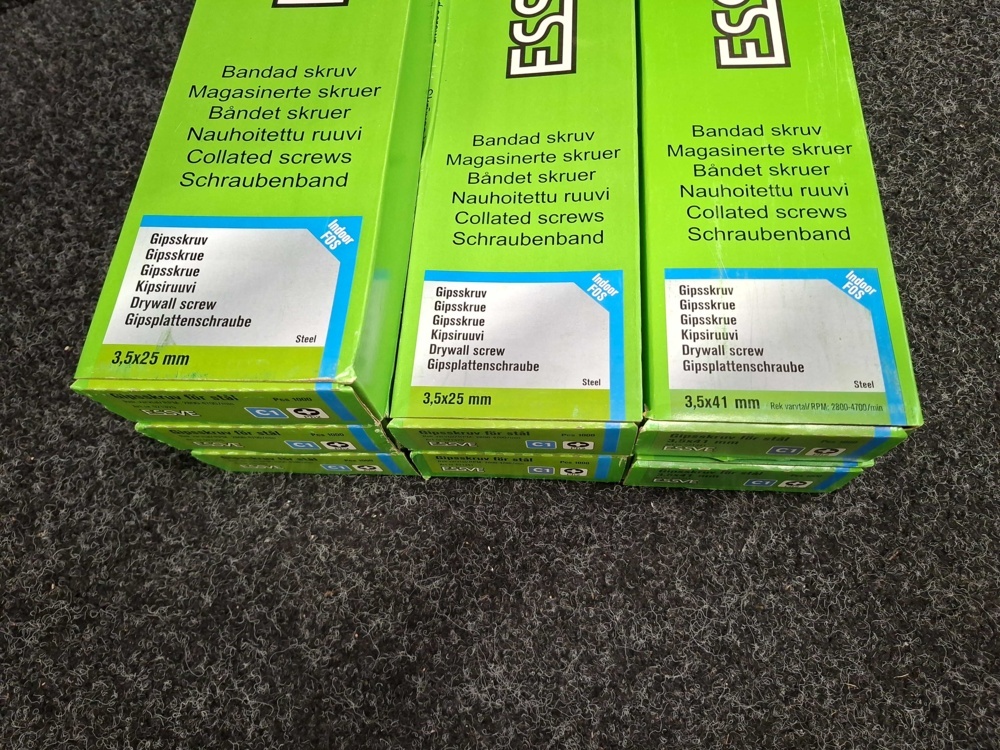 1575871-2 7000 pcs Banded Drywall Screws for Steel 3.5x41 & 3.5x25mm, Essve