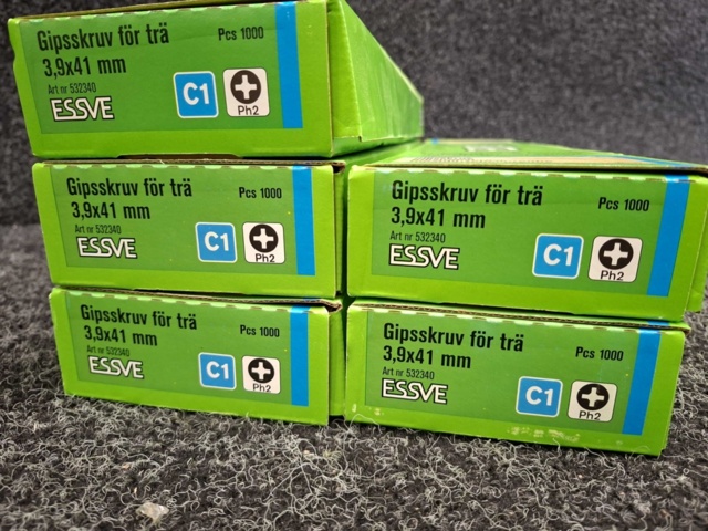 1575875-3 5000 st Bandad Gipsskruv för trä 3.9x41mm, Essve