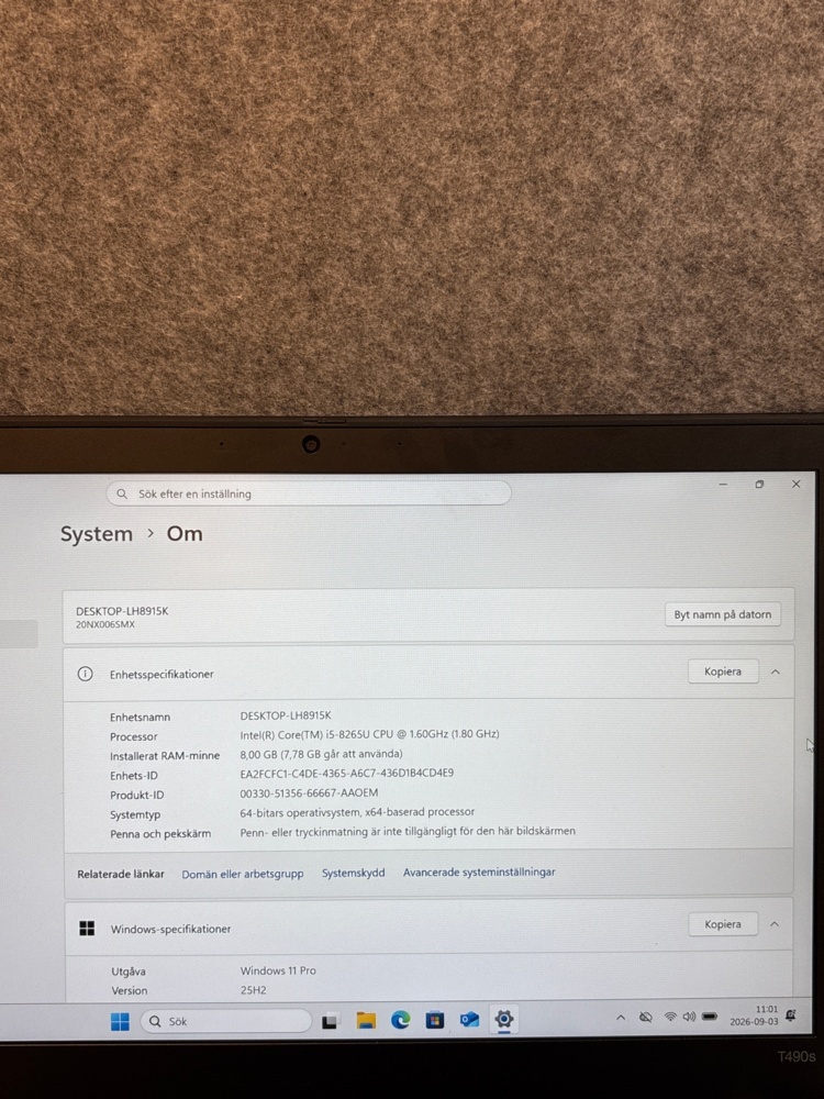 1535557-2 Bärbar dator - Lenovo ThinkPad T490s