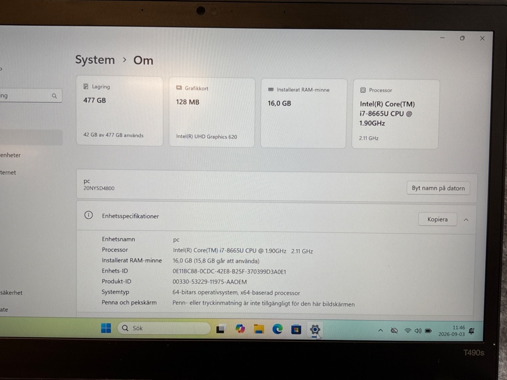 1535553-2 Bärbar dator - Lenovo ThinkPad T490s