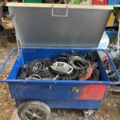 1422045-1 Collection of electrical cables and cable reels 220v and construction trolley