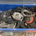 1422045-2 Collection of electrical cables and cable reels 220v and construction trolley