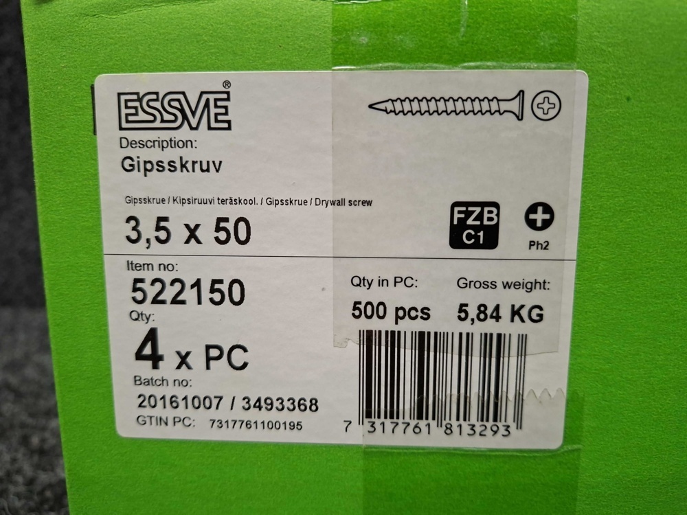 1575908-2 2000 pcs Drywall screws 3.5x50mm, Essve