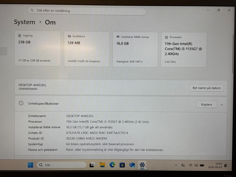 1529480-2 Bärbar dator - Lenovo ThinkPad T14s Gen 2