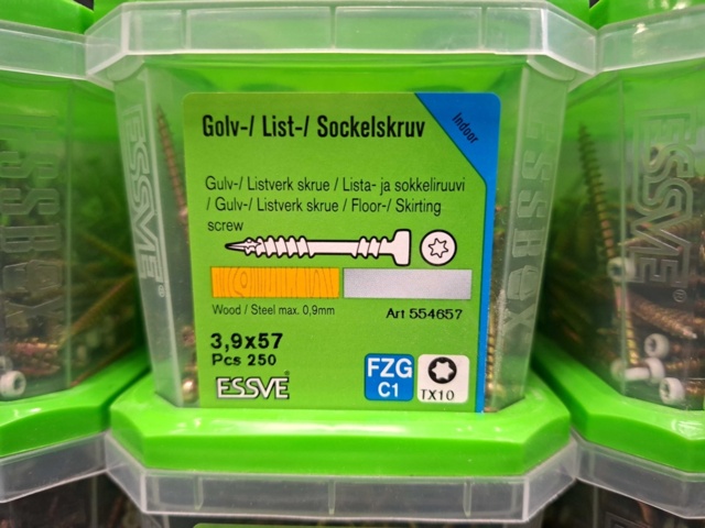 1575922-4 2000 st Golv-/ List-/ Sockelskruv 3.9x57mm, Essve