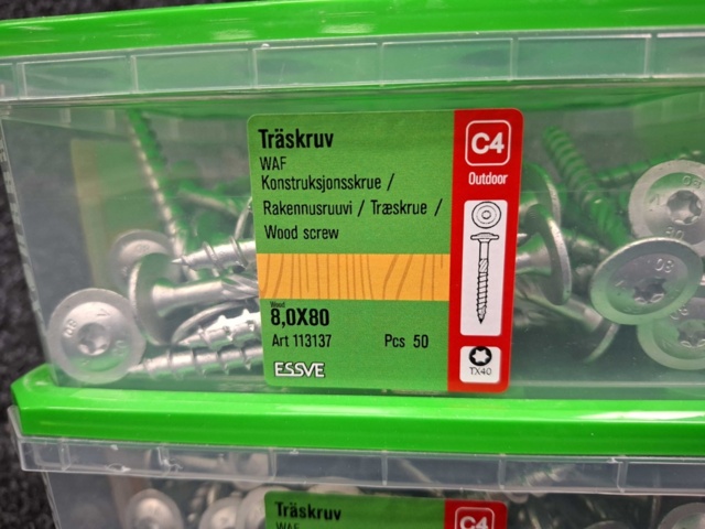 1575927-4 200 st Träskruv 8.0x80 & 8.0x90mm, Essve
