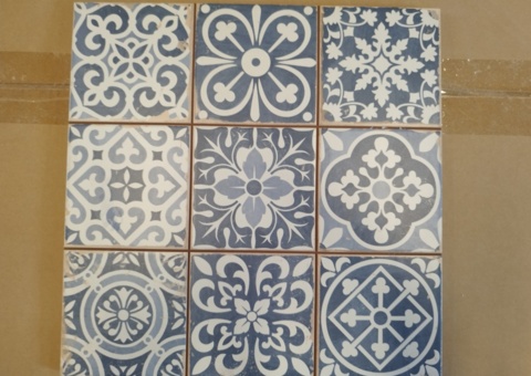 Klinker, 22 m² - Marrakech, blå/vit, 33x33