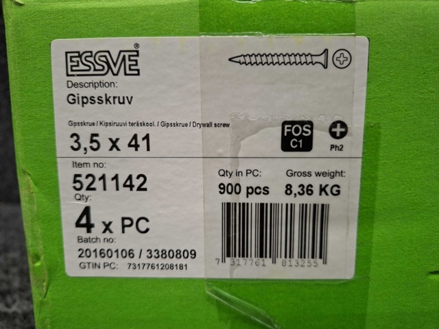 1575906-2 3600 st Gipsskruv 3.5x41mm, Essve