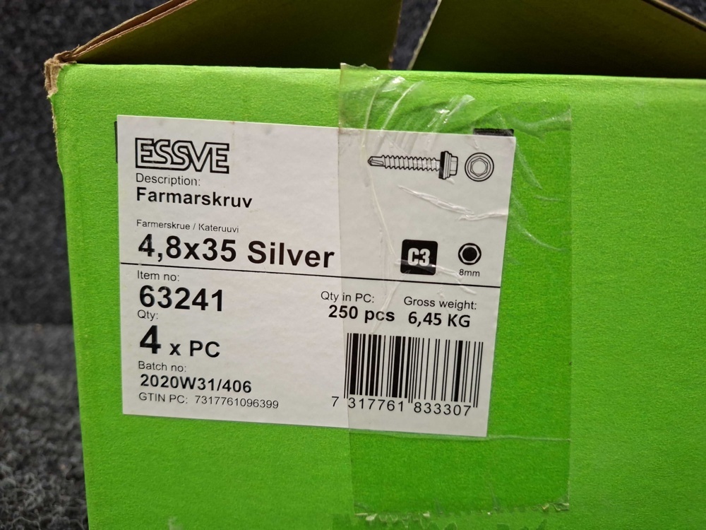 1575917-3 1000 st Farmarskruv 4.8x35mm Silver, Essve
