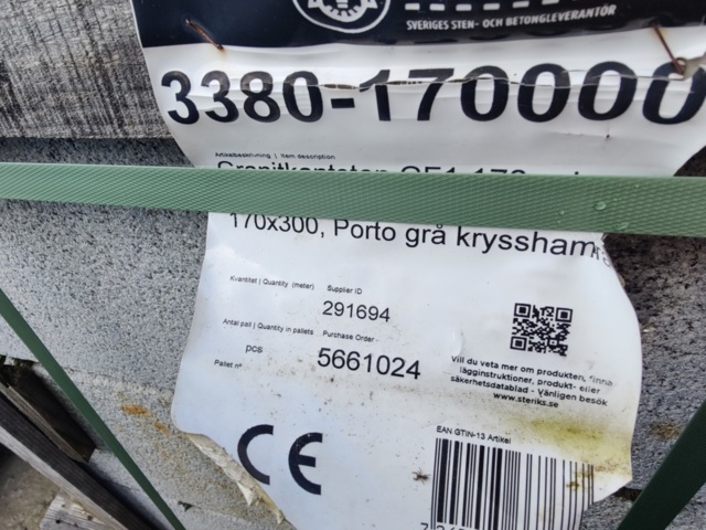 1091344-4 Granitkantsten GF1 Rak Porto 170 mm ca 10,2 m