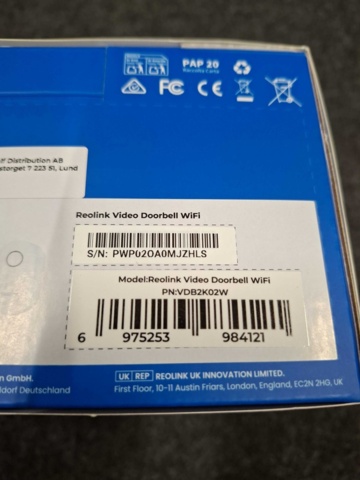 1555092-3 Video doorbell with doorbell Reolink Video Doorbell WiFi (black)