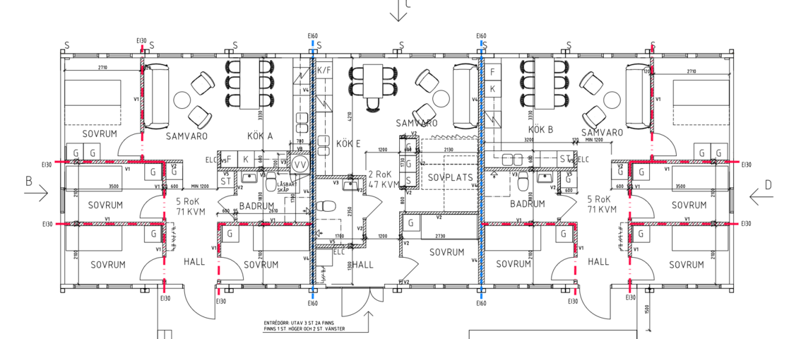 1565960-100 Apartment module with 3 apartments (7A-7C)