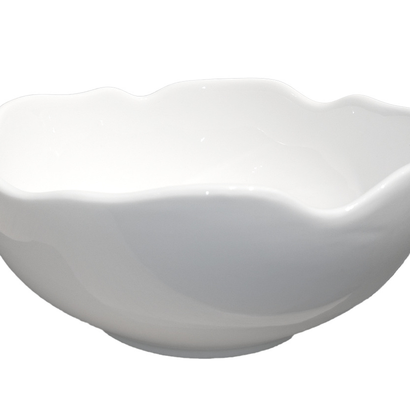1577980-1 Bowl wavy edges, 24 pcs - size 21 x 7 x 13 cm, cream white