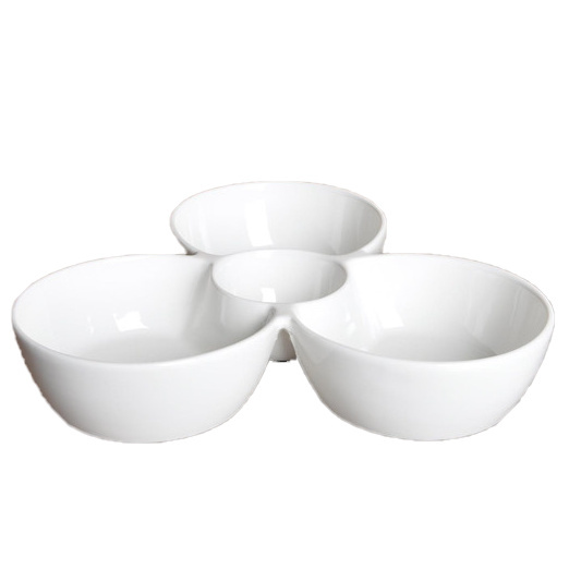 1577983-1 Plate treklöver larger, 12 pcs - size 23,5 x 23,5 x 4,5 cm, cream white