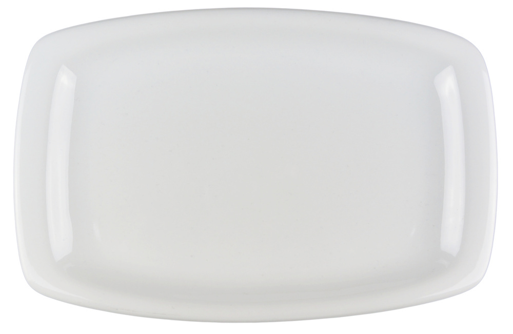 1578069-1 Rektangulär tallrik rundade kanter, 18 st - stl 29,5 x 19 x 2,5 cm, vit